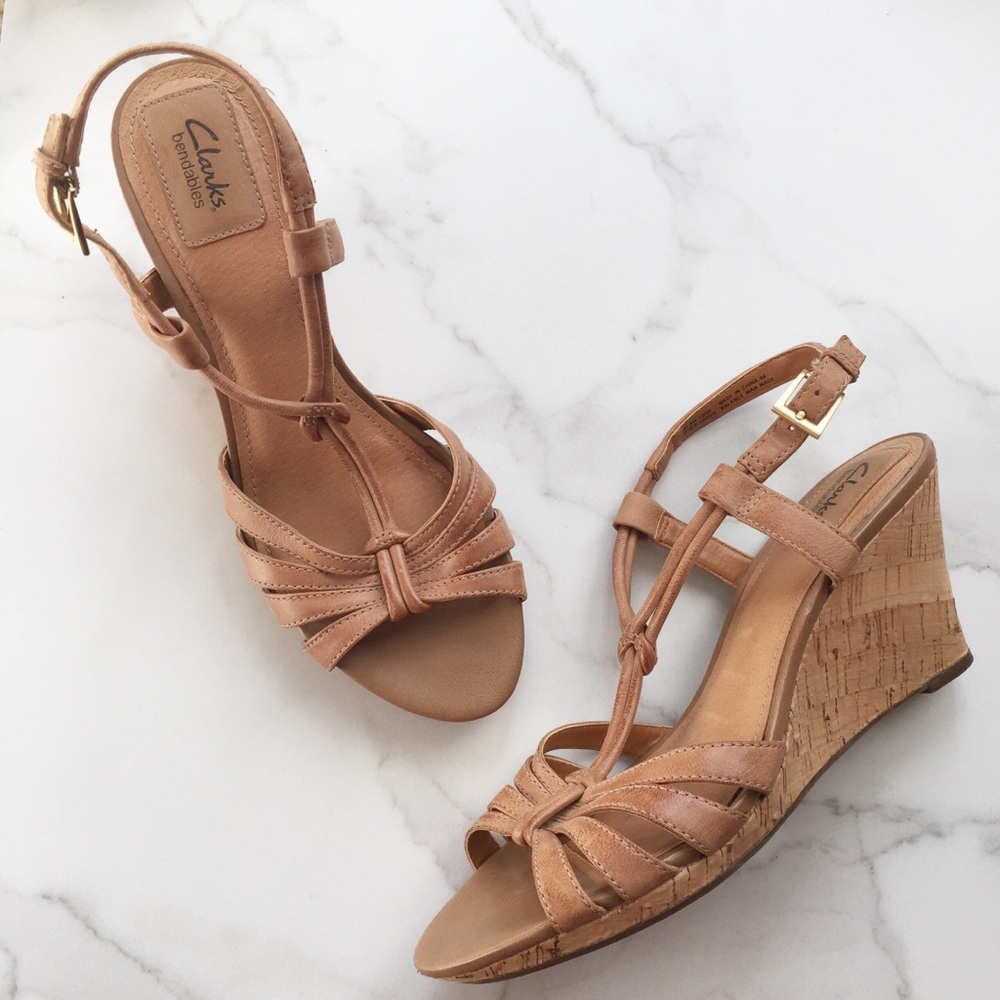 Clarks Bendables Fiddle wedge cork sandals